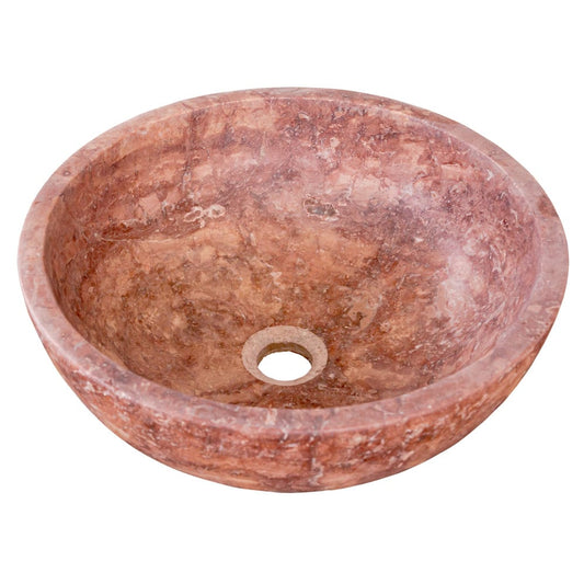 TCSC | Red Travertine Natural Stone Round Above Vanity Bathroom Sink Honed/Matte (D)16" (H)6"