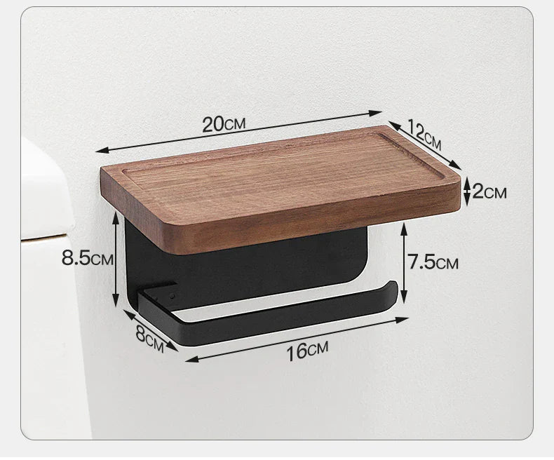 Stylish and Functional Wood Walnut Brass Toilet Paper Holder