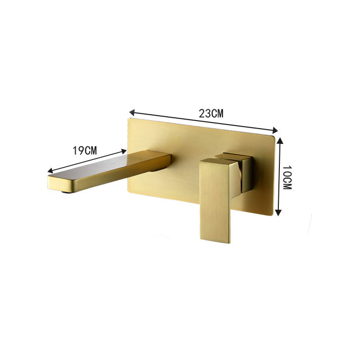 Brushed Gold wall mount bathroom sink basin faucet with pop up drain