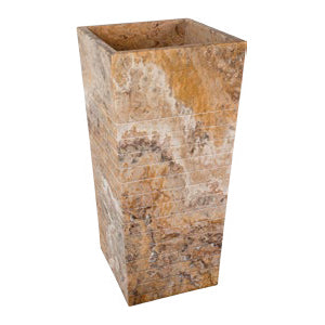 TCSC | Scabos Travertine Pedestal Stand-Alone Cone Shaped Sink Polished (W)16" (L)16" (H)36"