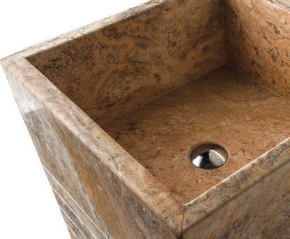 TCSC | Scabos Travertine Pedestal Stand-Alone Cone Shaped Sink Polished (W)16" (L)16" (H)36"