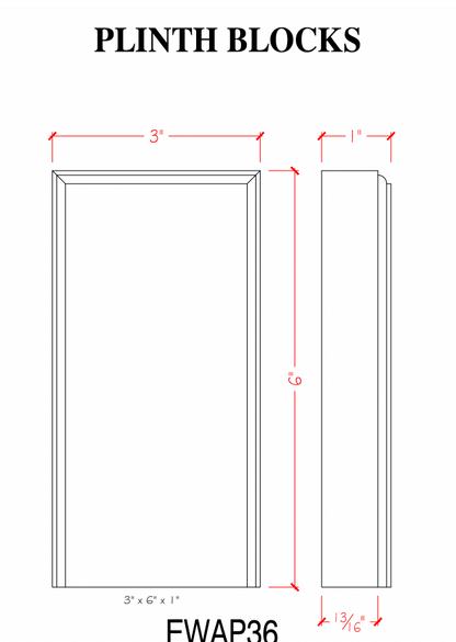 EWAP36 Casing Plinth Block 1 inch x 3 Inch x 6 inch Tall