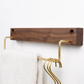 Walnut Wood & Brass Towel Rack