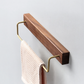 Walnut Wood & Brass Towel Rack