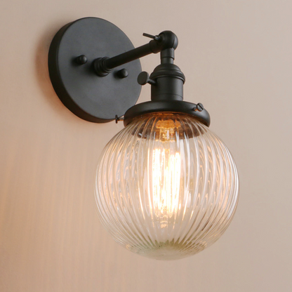 Modern Industrial Ribbed Globe Wall Lights