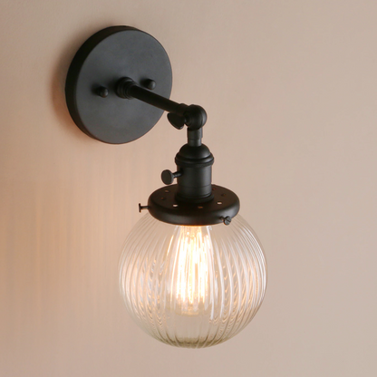 Modern Industrial Ribbed Globe Wall Lights