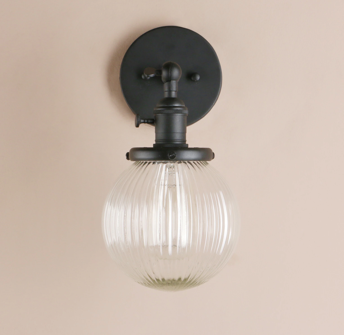 Modern Industrial Ribbed Globe Wall Lights