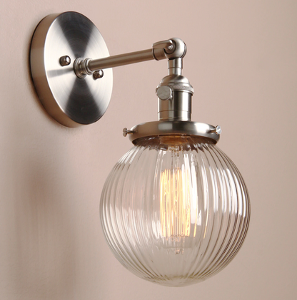 Modern Industrial Ribbed Globe Wall Lights