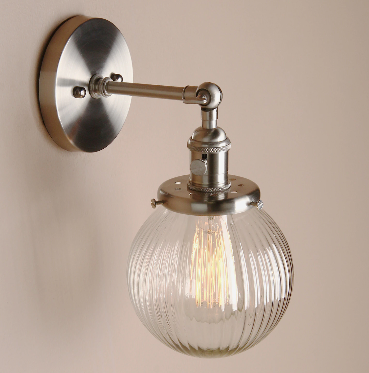 Modern Industrial Ribbed Globe Wall Lights