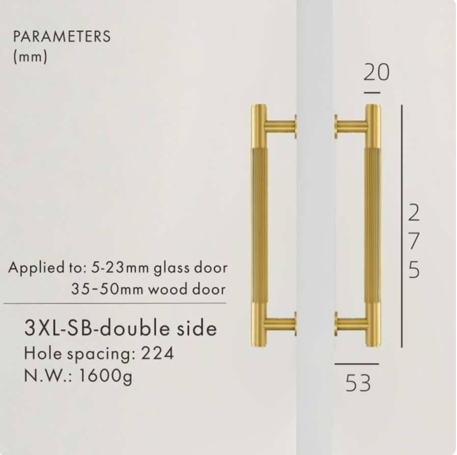 Premium Linear Solid Brass Sliding Door Handles