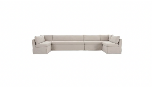 Fable Slipcover Dining Banquette U-Shape Beige 168In