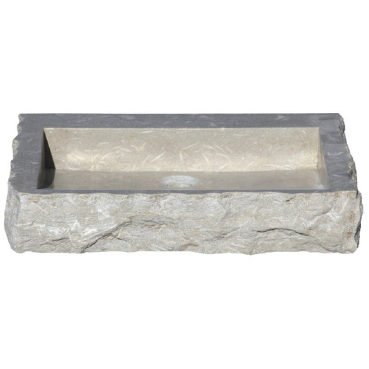 TCSC | Seagrass Rustic Limestone Rectangular Sink Above Vanity Bathroom Sink (W)18" (L)21.4" (H)4"