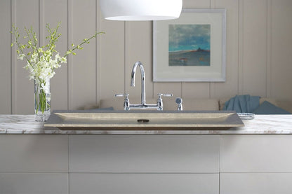 TCSC | Seagrass Fossil Limestone Rectangular Above Vanity Bathroom Sink (W)16" (L)48" (H)2.5"