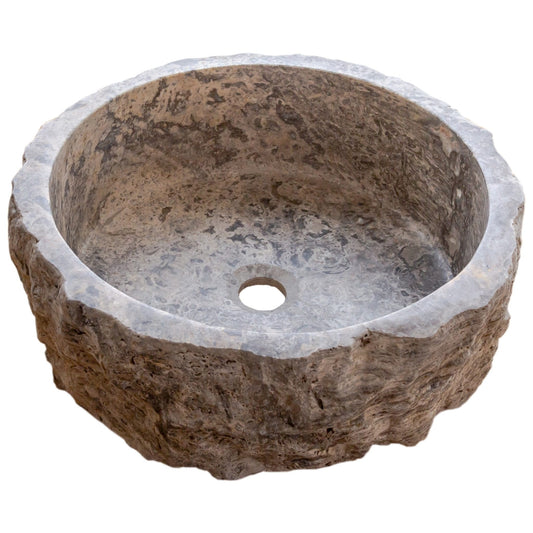 TCSC | Silver Travertine Rustic Stone Above Vanity Bathroom Sink (D)16" (H)6"