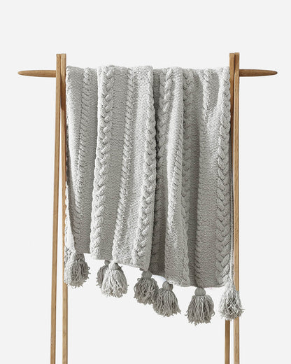 Braided Pom Pom Throw