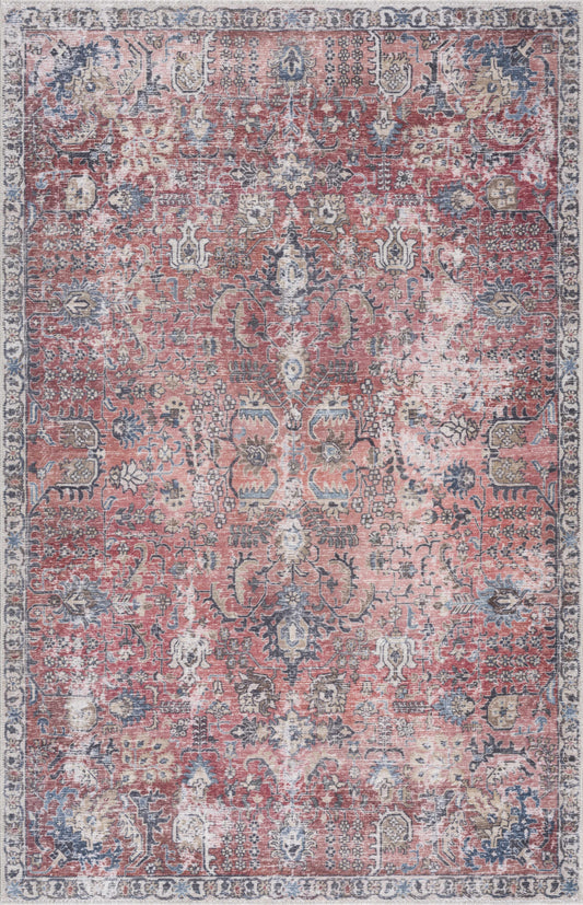 Burgundy Holi-2303 Washable Area Rug.