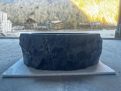 TCSC | Toros Black Rustic Marble Above Vanity Bathroom Oval Sink (L)17" (W)14" (H)6"