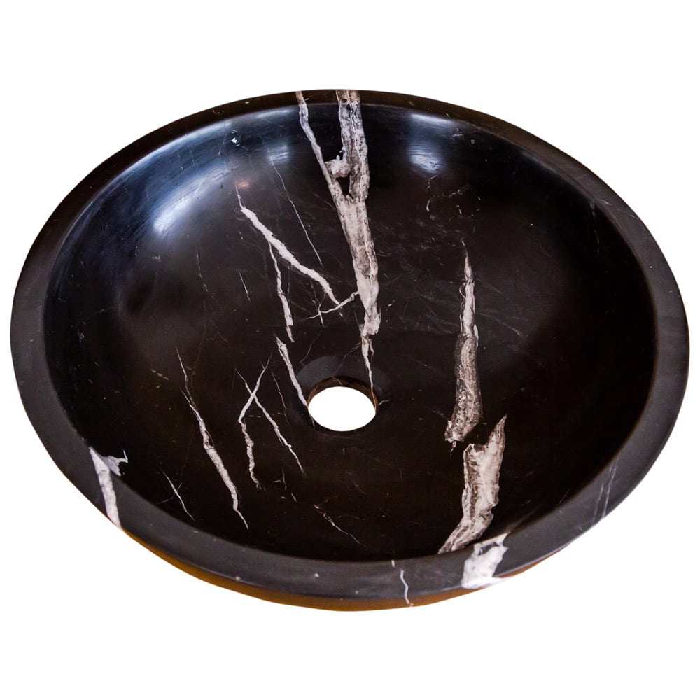 TCSC | Natural Stone Toros Black Marble Above Vanity Bathroom Sink (D)16" (H)6"