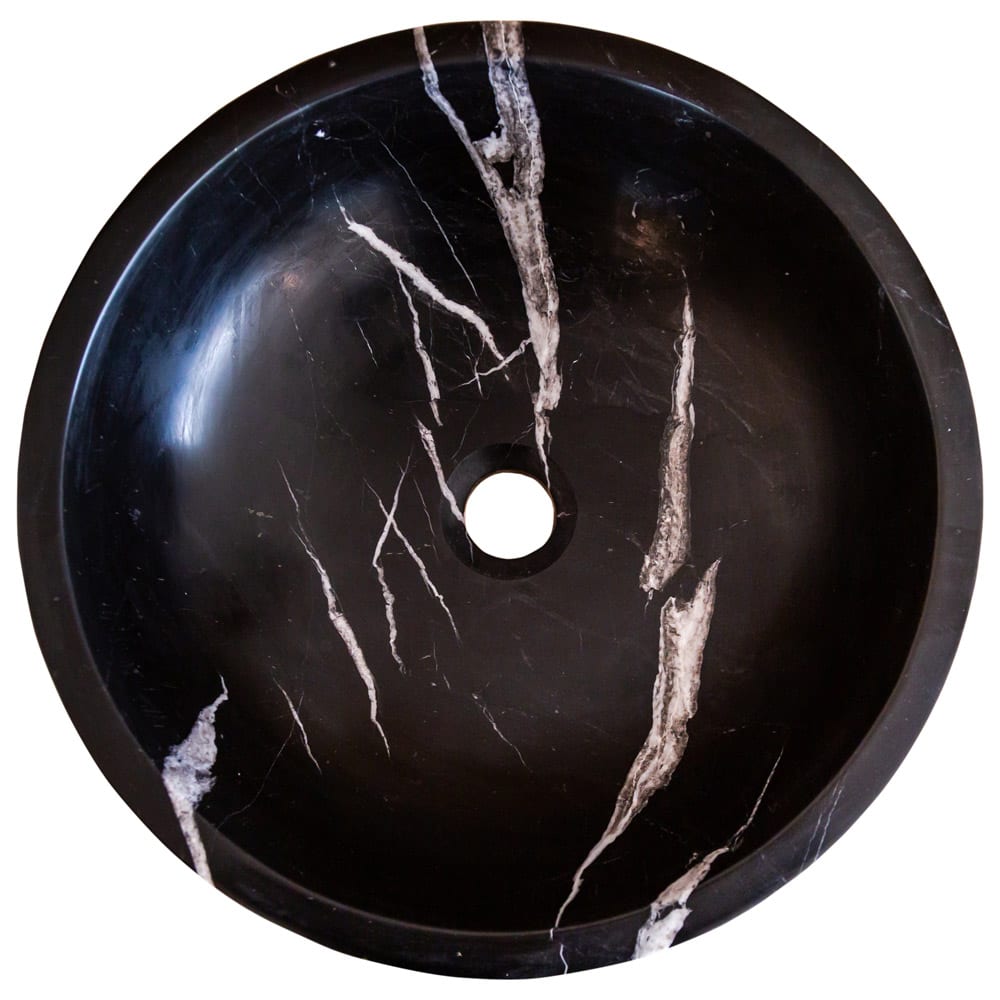 TCSC | Natural Stone Toros Black Marble Above Vanity Bathroom Sink (D)16" (H)6"