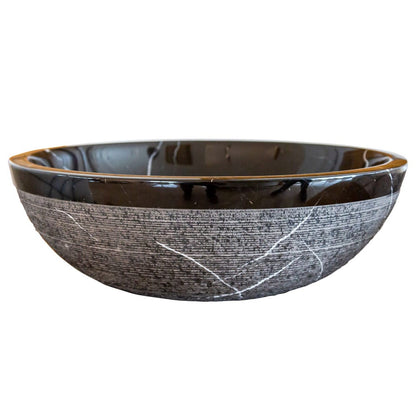 TCSC | Natural Stone Toros Black Marble Above Vanity Bathroom Sink Rustic Outside (D)16" (H)6"