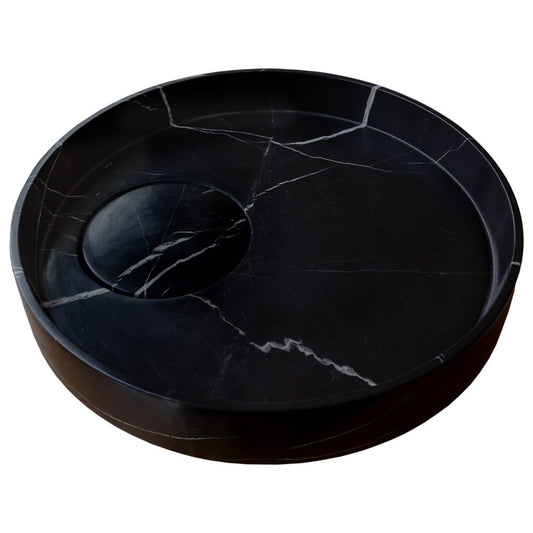 TCSC | Natural Stone Toros Black Marble Above Vanity Designer Bathroom Sink Polished (D)17.5"