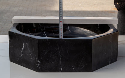 TCSC | Toros Black Marble Octagon Above-vanity Bathroom Sink Polished (D)16" (H)5"