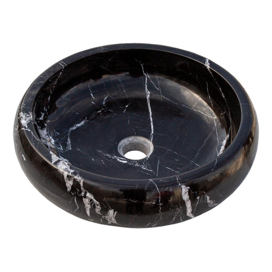 TCSC | Toros Black Marble Above Vanity Bathroom Vessel Sink Polished (D)16" (H)5"