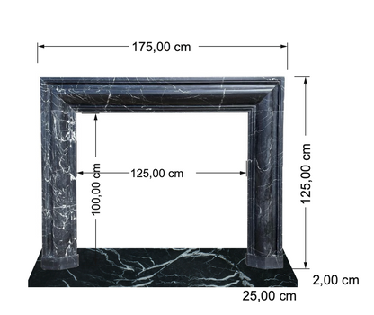 TCSC | Toros Black Marble Hand-carved Fireplace Mantel Polished (W)49" (H)69"