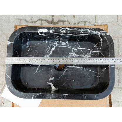 TCSC | Toros Black Marble Rectangular Wall-mount Bathroom Sink (W)12" (W)18" (H)7"