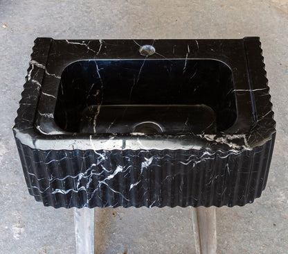 TCSC | Toros Black Marble Rectangular Wall-mount Bathroom Sink Polished (W)12" (L)19" (H)7"