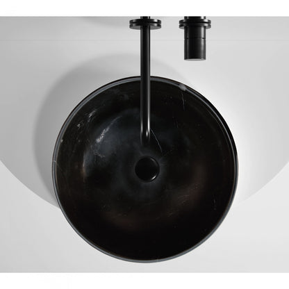 TCSC | Toros Black Natural Stone Marble Above Vanity Bathroom Sink Semi-Polished (D)16" (H)6"