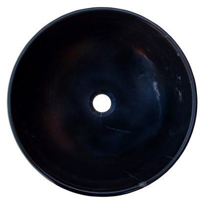 TCSC | Toros Black Natural Stone Marble Above Vanity Bathroom Sink Semi-Polished (D)16" (H)6"