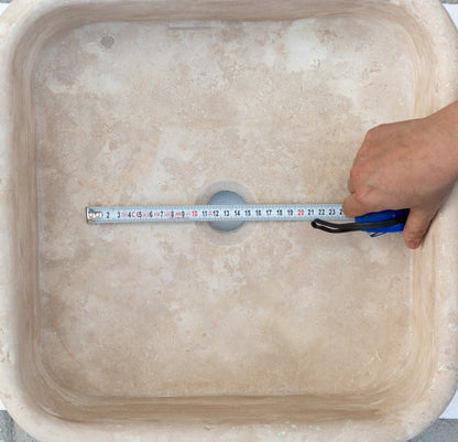 TCSC | Troia Light Travertine Pedestal Stand-alone Sink Honed and Filled (W)15" (L)16" (H)33.5"