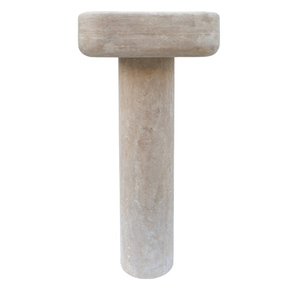 TCSC | Troia Light Travertine Pedestal Stand-alone Sink Honed and Filled (W)15" (L)16" (H)33.5"