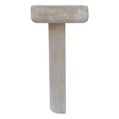 TCSC | Troia Light Travertine Pedestal Stand-alone Sink Honed and Filled (W)15" (L)16" (H)33.5"