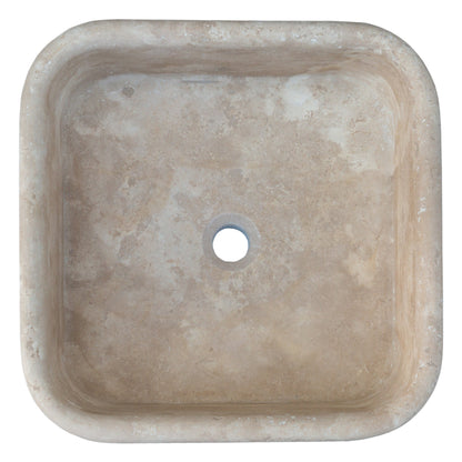 TCSC | Troia Light Travertine Pedestal Stand-alone Sink Honed and Filled (W)15" (L)16" (H)33.5"