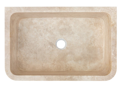 TCSC | Troia Light Travertine Rectangular Farmhouse Kitchen Sink (W)18" (L)27.5" (H)7"