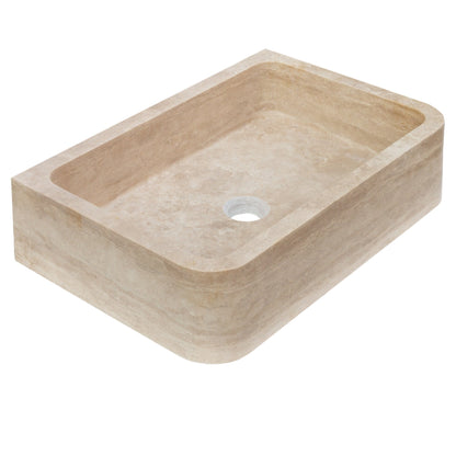 TCSC | Troia Light Travertine Rectangular Farmhouse Kitchen Sink (W)18" (L)27.5" (H)7"