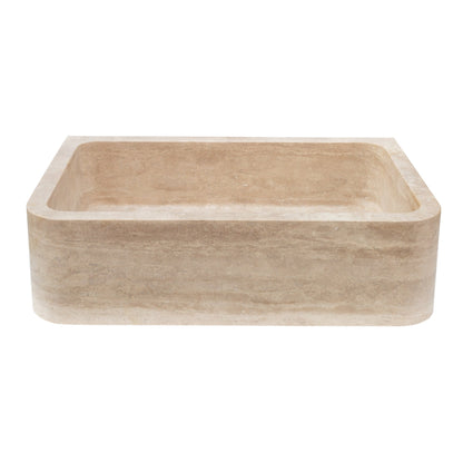 TCSC | Troia Light Travertine Rectangular Farmhouse Kitchen Sink (W)18" (L)27.5" (H)7"