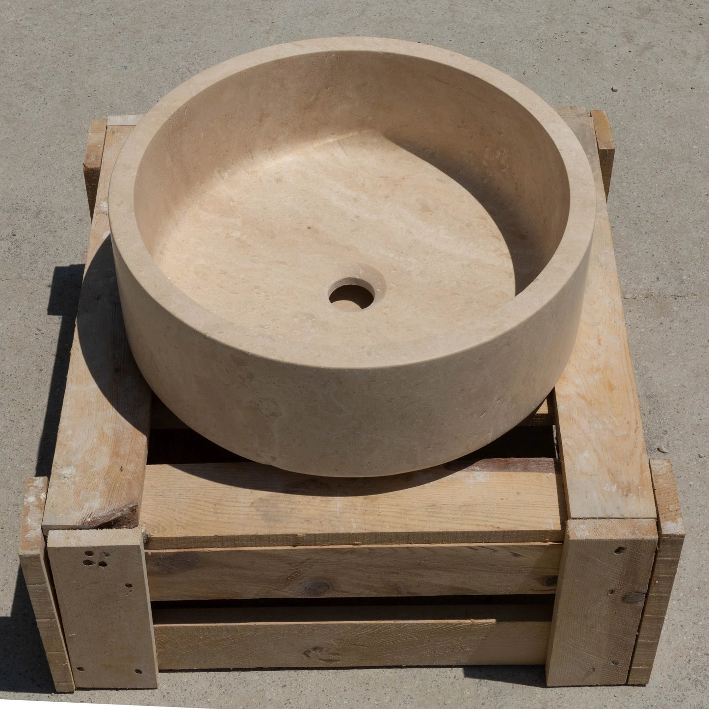 TCSC | Troia Light Travertine Cylinder Round Above Vanity Bathroom Sink Honed (D)16" (H)6"