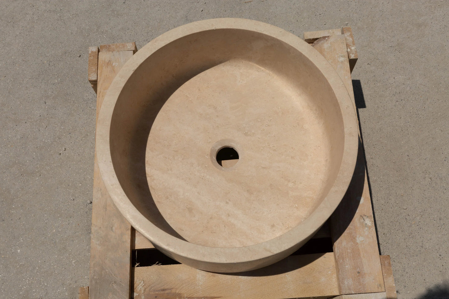 TCSC | Troia Light Travertine Cylinder Round Above Vanity Bathroom Sink Honed (D)16" (H)6"