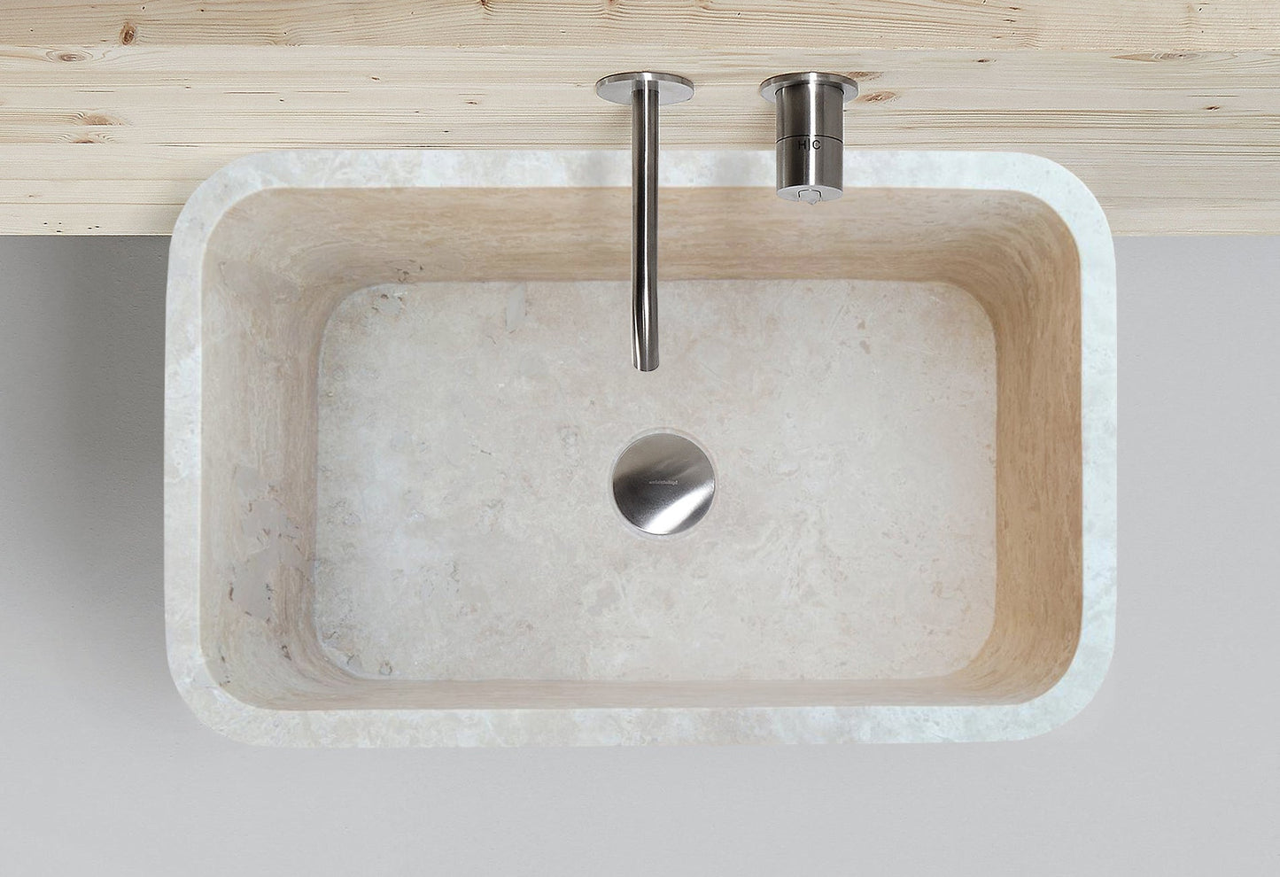 Troia Light Travertine Rectangular Farmhouse Kitchen Sink Honed (W)18" (L)30" (H)10"