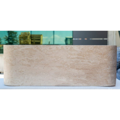 TCSC | Troia Light Travertine Rectangular Farmhouse Kitchen Sink Honed (W)18" (L)30" (H)10"