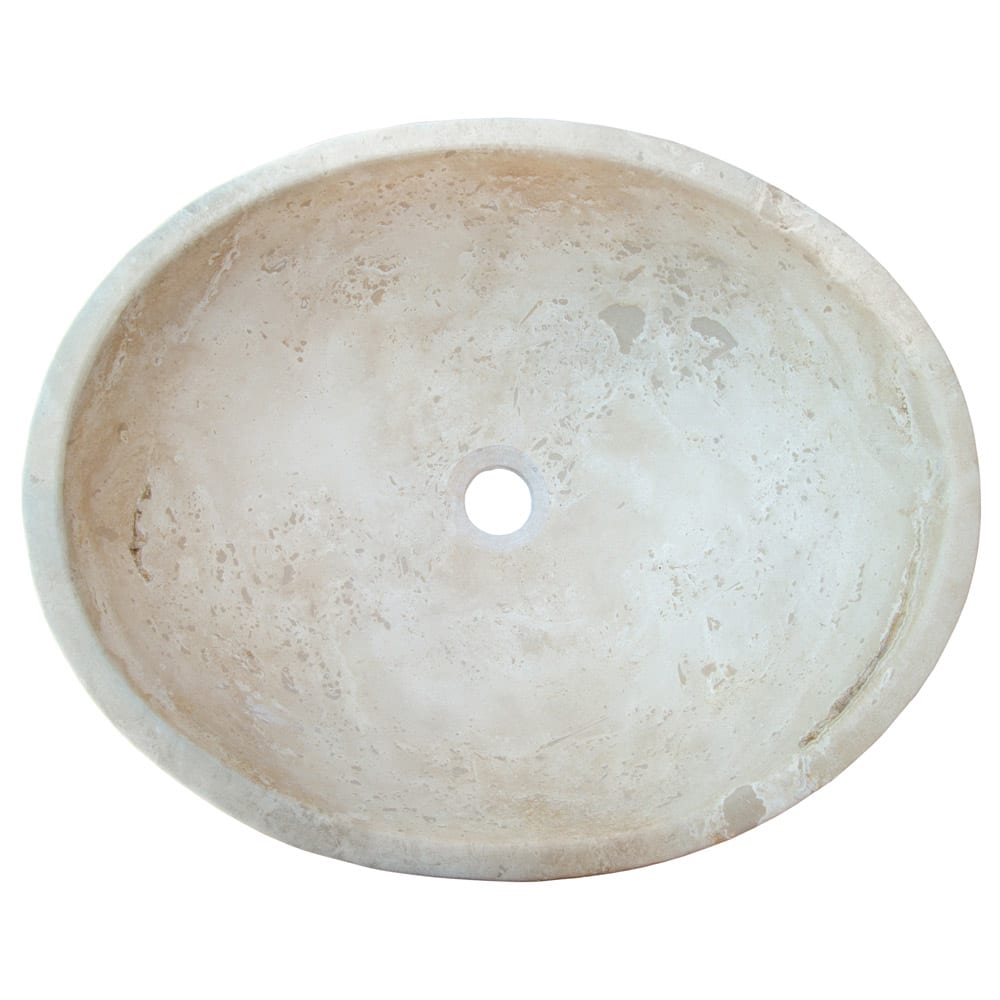 Troia Light Travertine Above Vanity Bathroom Oval Vessel Sink (W)16" (L)21"