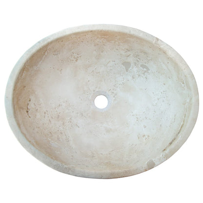 TCSC | Troia Light Travertine Above Vanity Bathroom Oval Vessel Sink (W)16" (L)21"