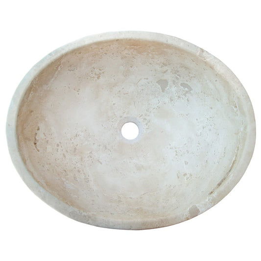 TCSC | Troia Light Travertine Above Vanity Bathroom Oval Vessel Sink (W)16" (L)21"