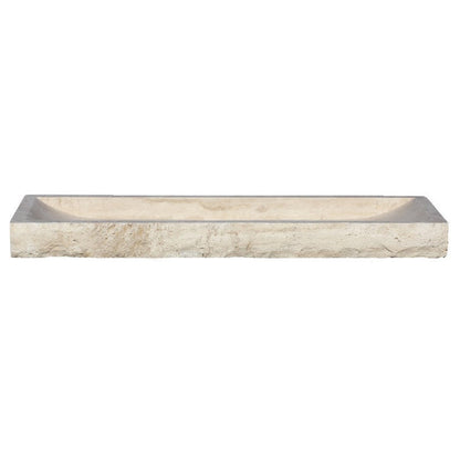 TCSC | Troia Light Travertine Rectangular Above Vanity Bathroom Split-face Sink (W)16" (L)48" (H)4"