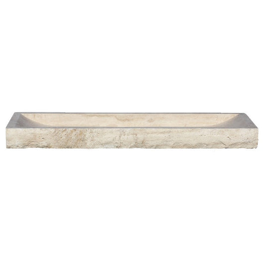 TCSC | Troia Light Travertine Rectangular Above Vanity Bathroom Split-face Sink (W)16" (L)48" (H)4"