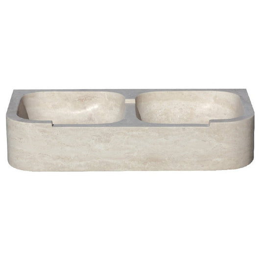 TCSC | Troia Light Travertine Curved Apron Double Bowl Farmhouse Kitchen Sink (Copy)