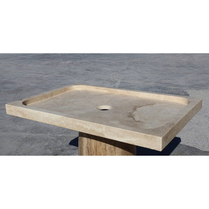 TCSC | Troia Light Travertine Rectangular Shower Base Hand-carved from Solid Block (W)32" (L)48" (H)3"